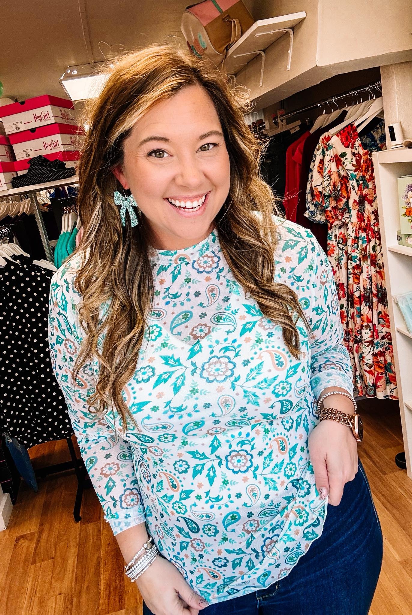 Kate Mesh Top - Western Paisley-Dear Me Southern Boutique, located in DeRidder, Louisiana