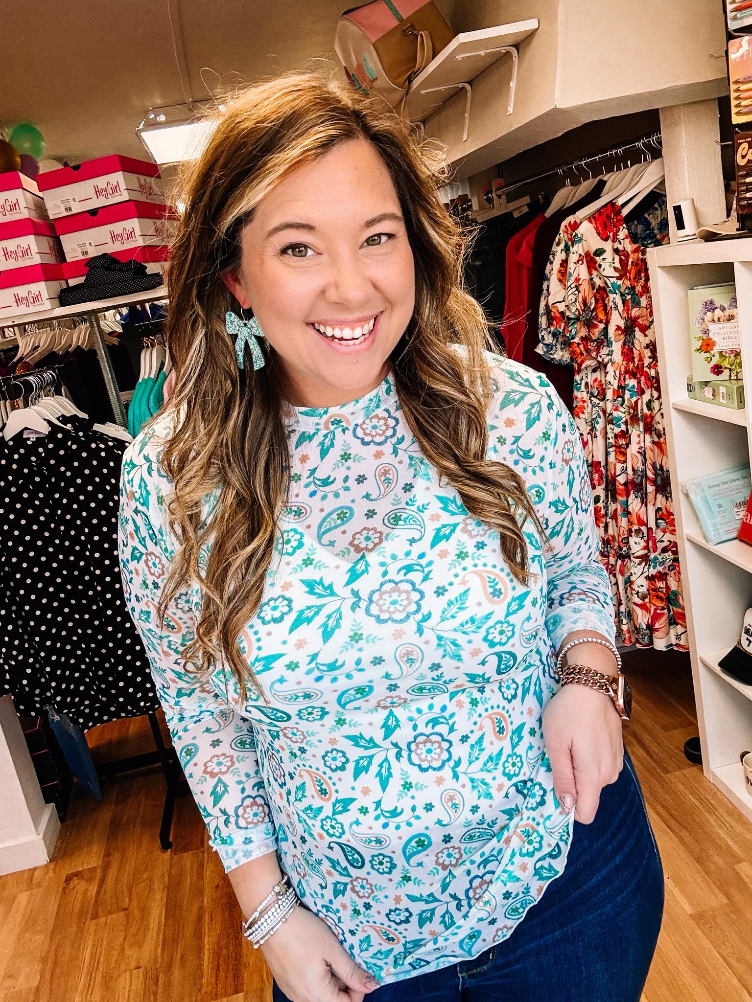 Kate Mesh Top - Western Paisley-Dear Me Southern Boutique, located in DeRidder, Louisiana