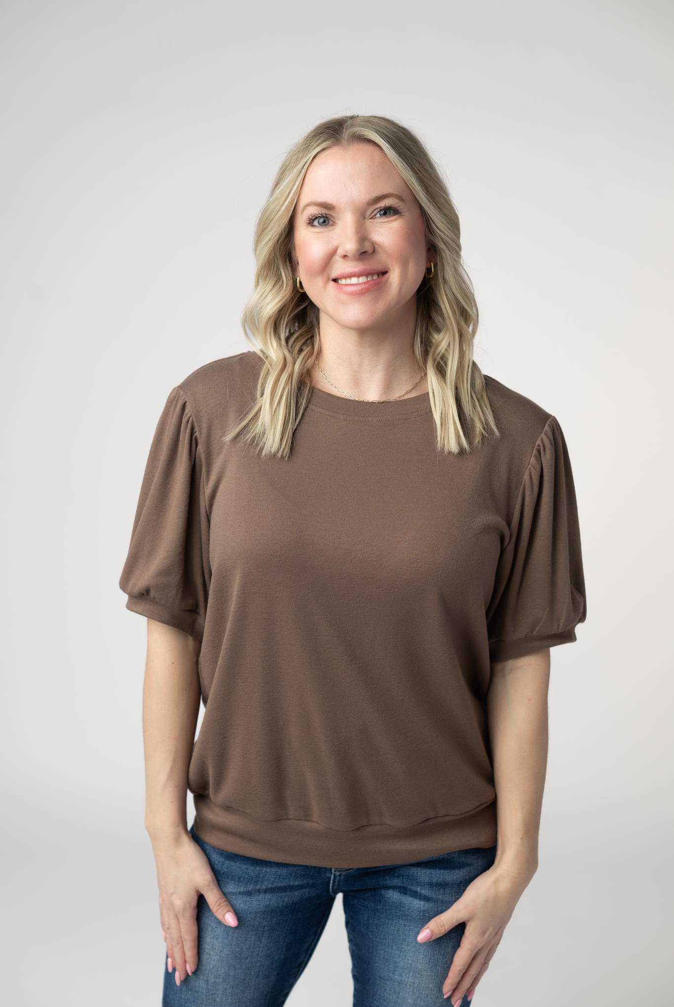 Katie Cozy Top - Mocha-Tops-Dear Me Southern Boutique, located in DeRidder, Louisiana