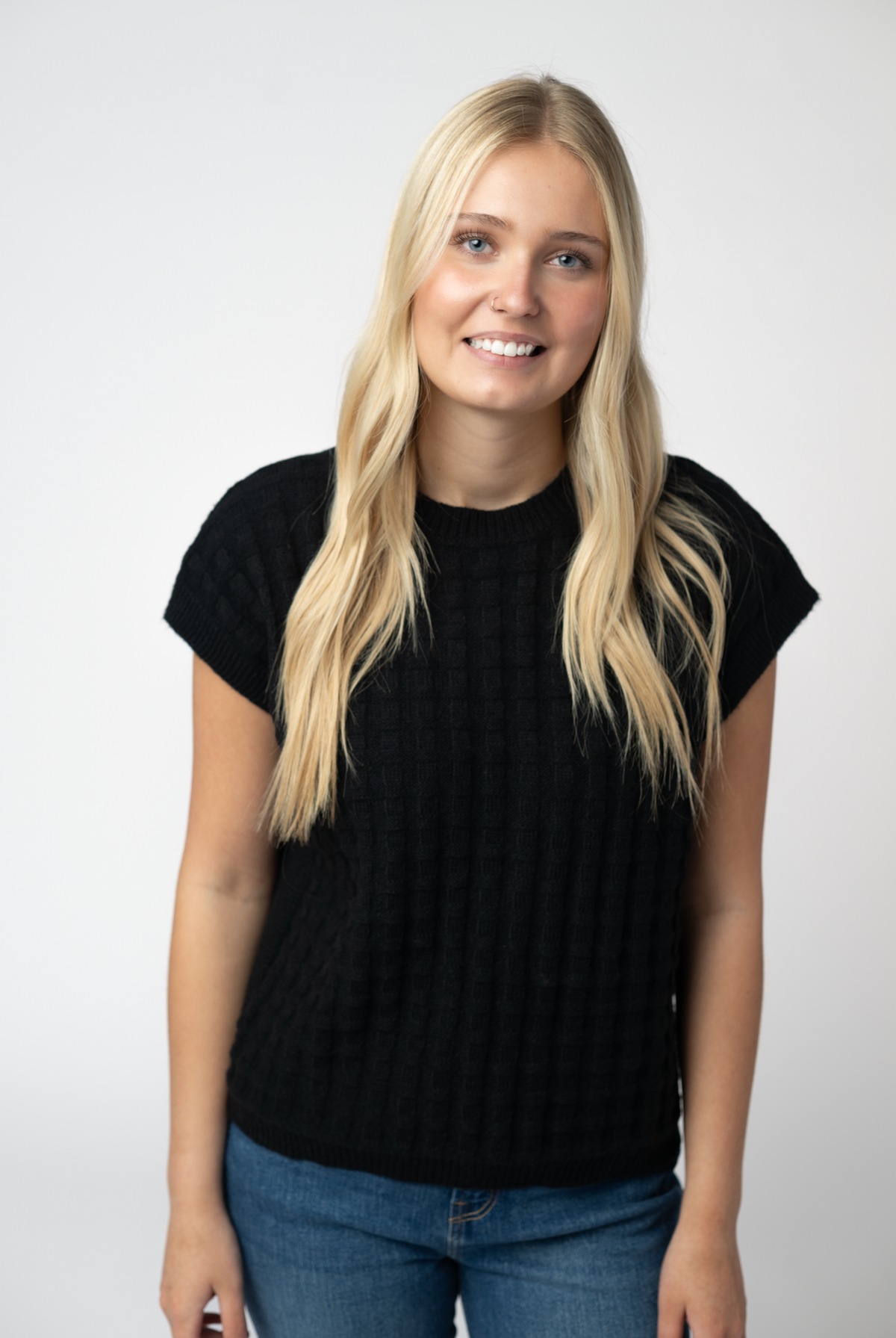 Kelly Knitted Top - Black-Tops-Dear Me Southern Boutique, located in DeRidder, Louisiana