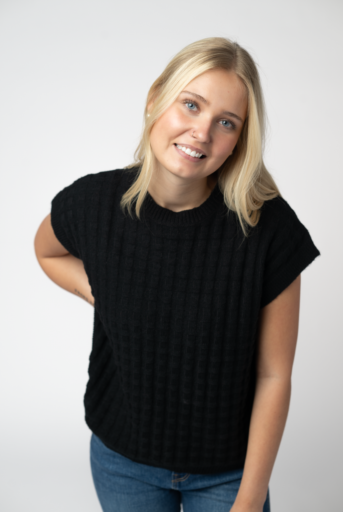 Kelly Knitted Top - Black-Tops-Dear Me Southern Boutique, located in DeRidder, Louisiana