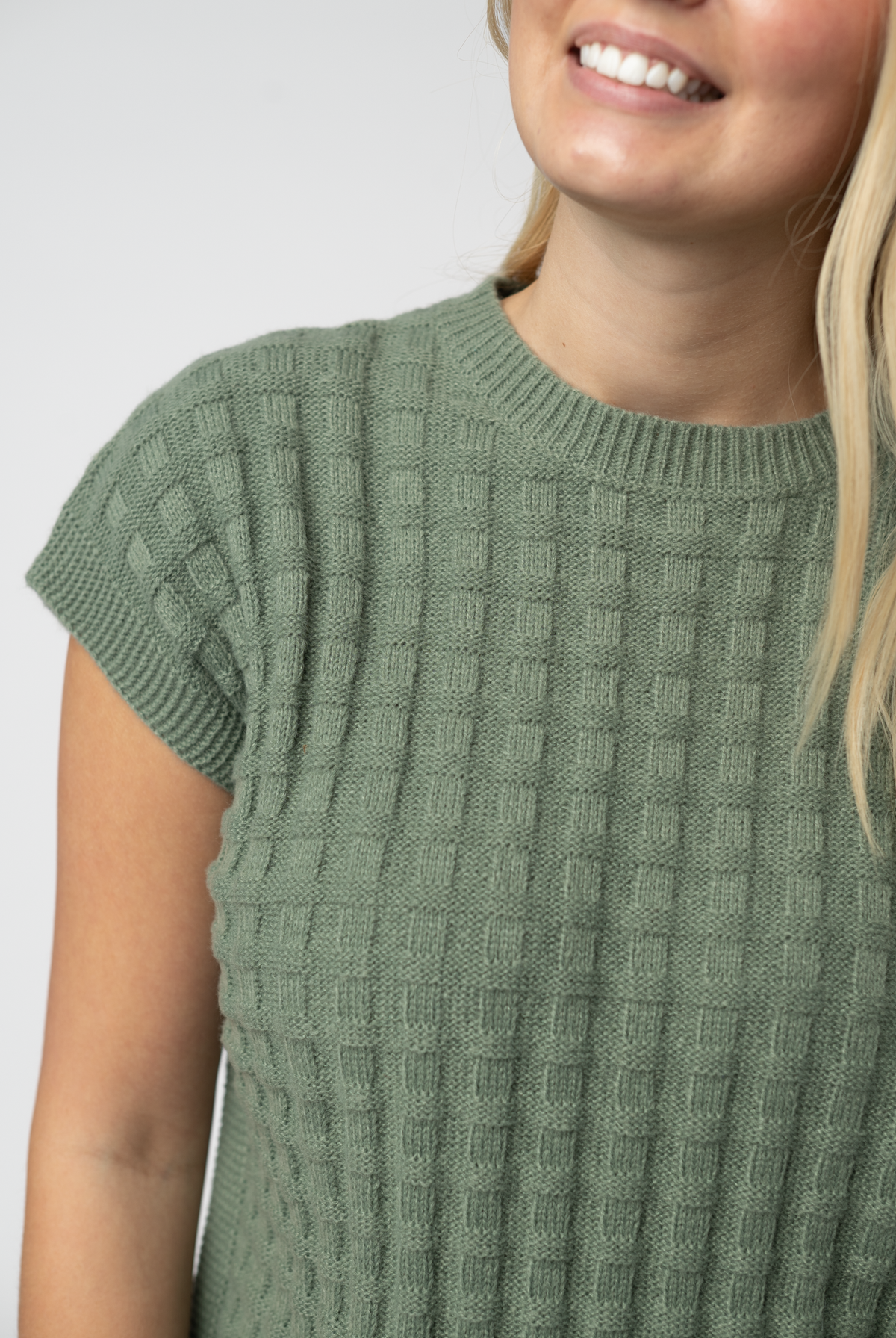 Kelly Knitted Top - Sage-Tops-Dear Me Southern Boutique, located in DeRidder, Louisiana