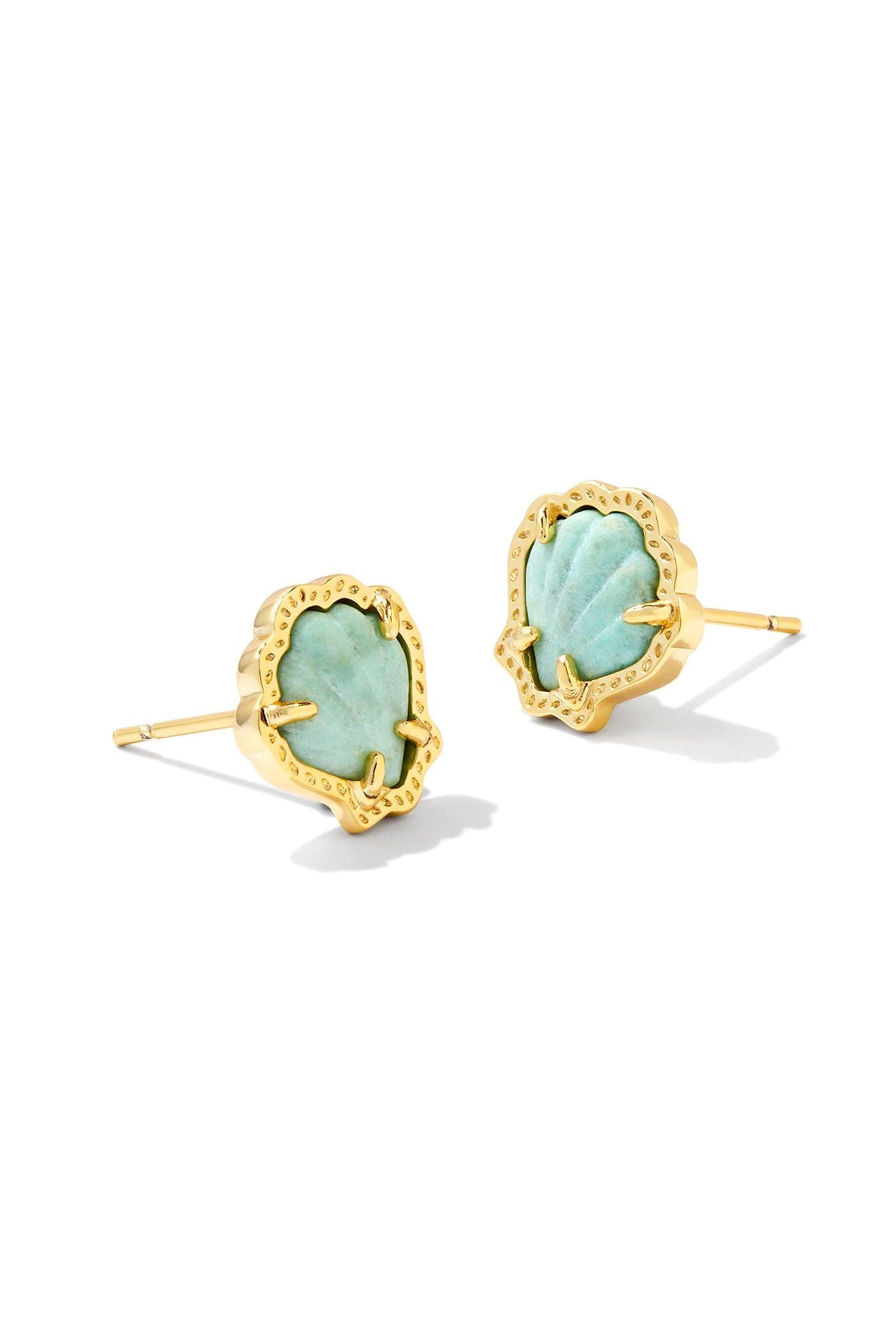 Kenda Scott BRYNNE SHELL STUD EARRINGS GOLD SEA GREEN CHRYSOCOLLA-Jewelry-Dear Me Southern Boutique, located in DeRidder, Louisiana