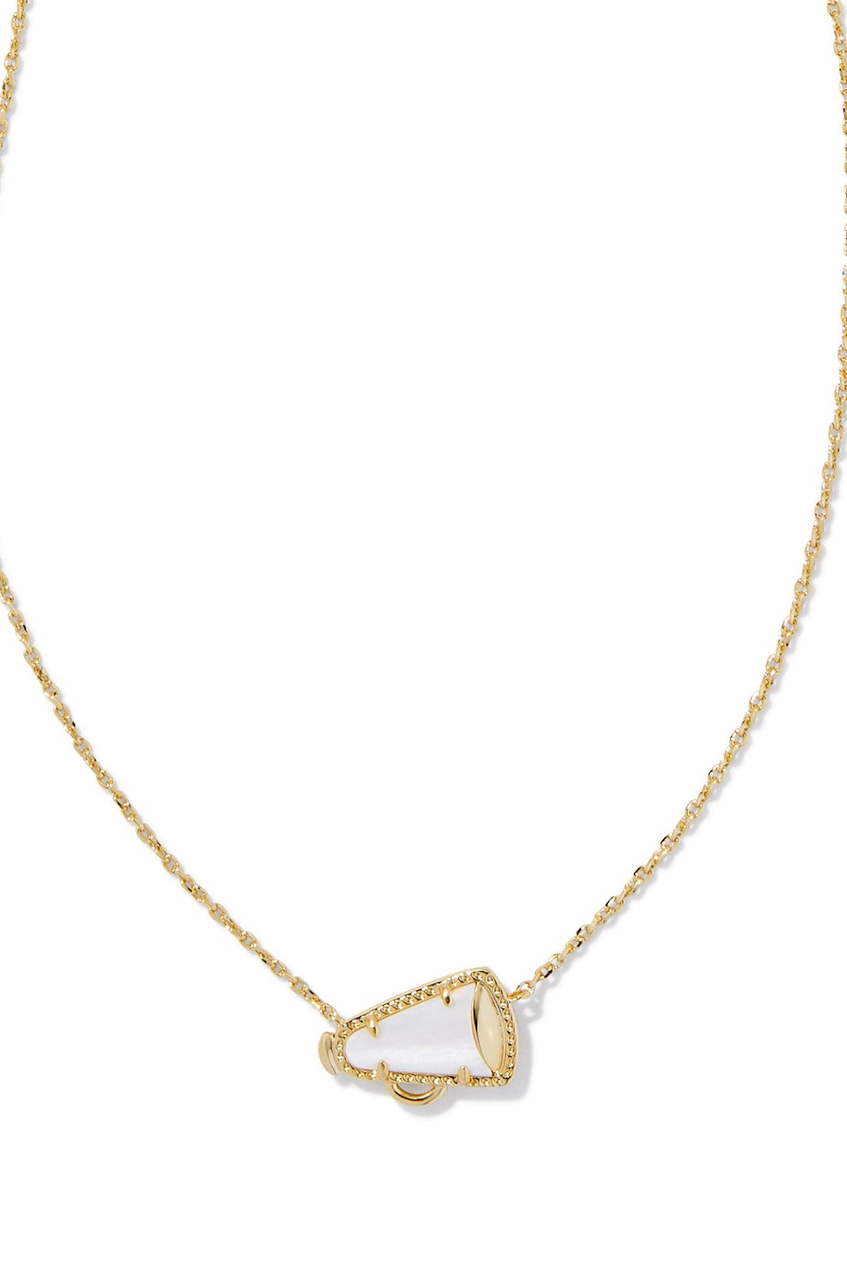 Kenda Scott CHEER SHORT PENDANT NECKLACE GOLD WHITE MOTHER OF PEARL-Game Day-Dear Me Southern Boutique, located in DeRidder, Louisiana
