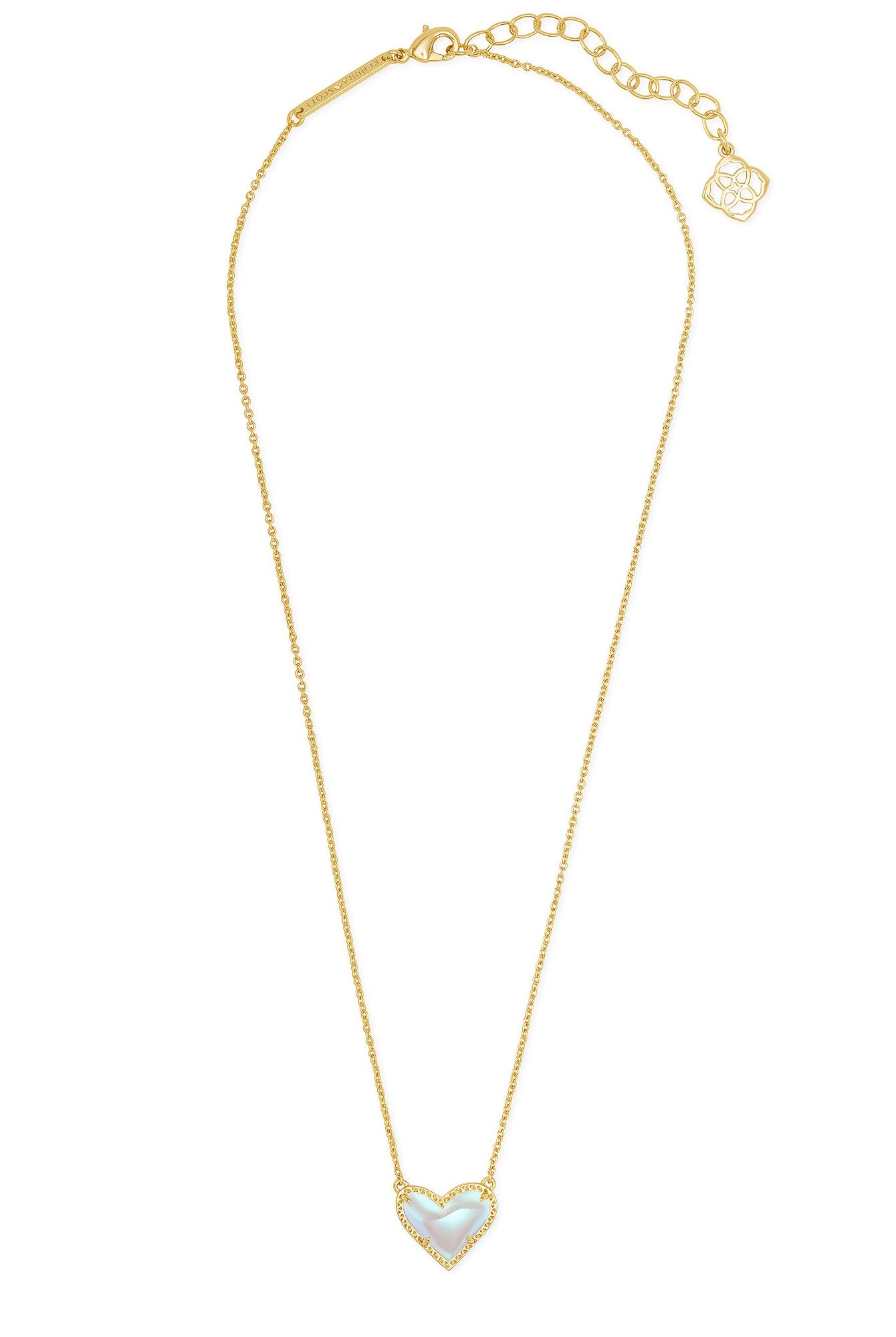 Kendra Scott ARI HEART SHORT PENDANT NECKLACE GOLD DICHROIC GLASS-Jewelry-Dear Me Southern Boutique, located in DeRidder, Louisiana