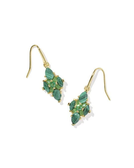 Kendra Scott Abbie Crystal Drop Green Mix Earrings-Gold-Jewelry-Dear Me Southern Boutique, located in DeRidder, Louisiana
