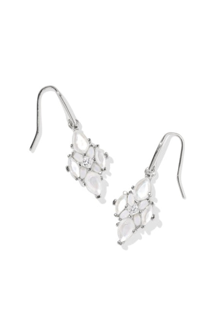 Kendra Scott Abbie Crystal Drop Neutral Mix Earrings-Silver-Jewelry-Dear Me Southern Boutique, located in DeRidder, Louisiana