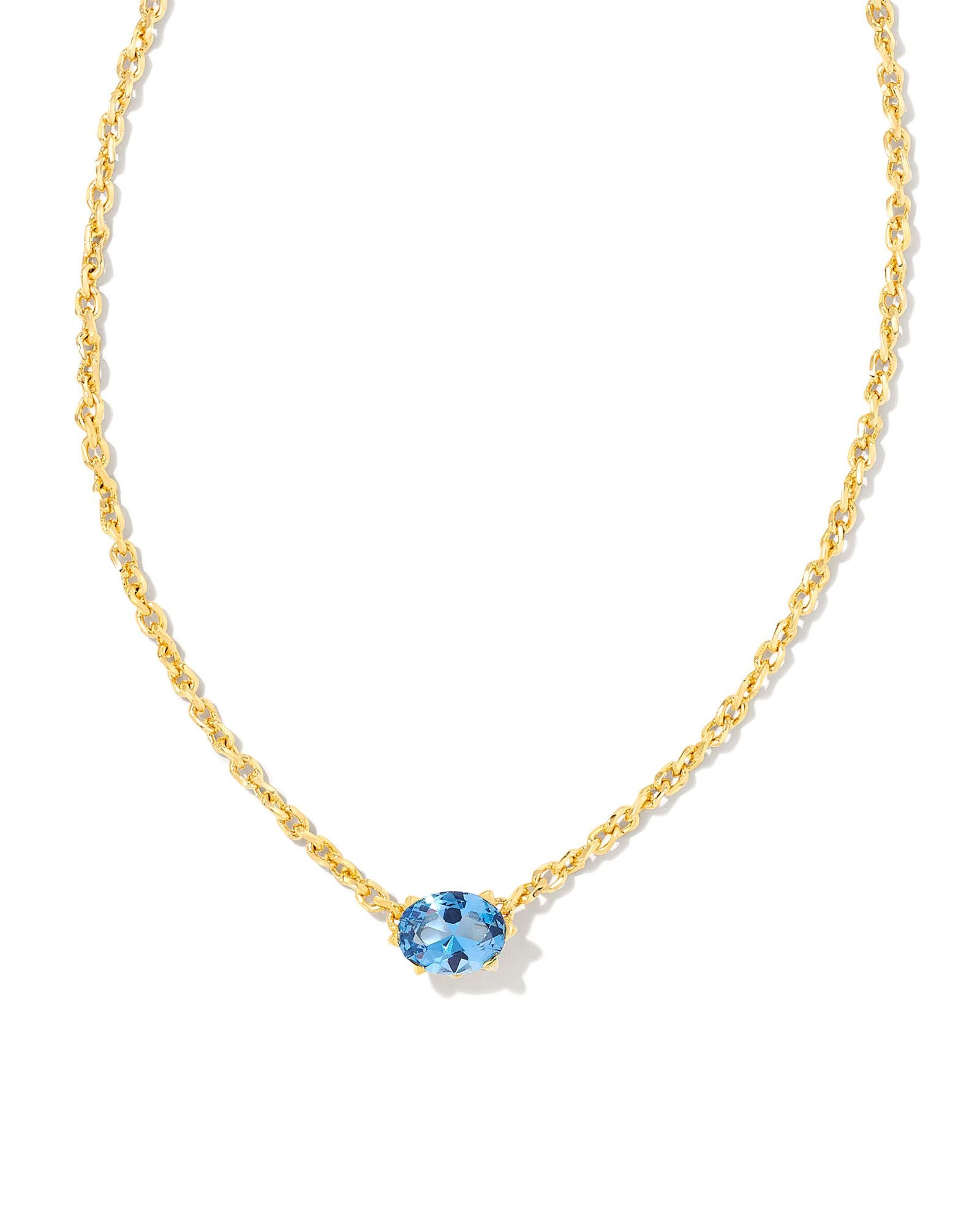 Kendra Scott CAILIN CRYSTAL PENDANT NECKLACE GOLD BLUE VIOLET CRYSTAL-Jewelry-Dear Me Southern Boutique, located in DeRidder, Louisiana