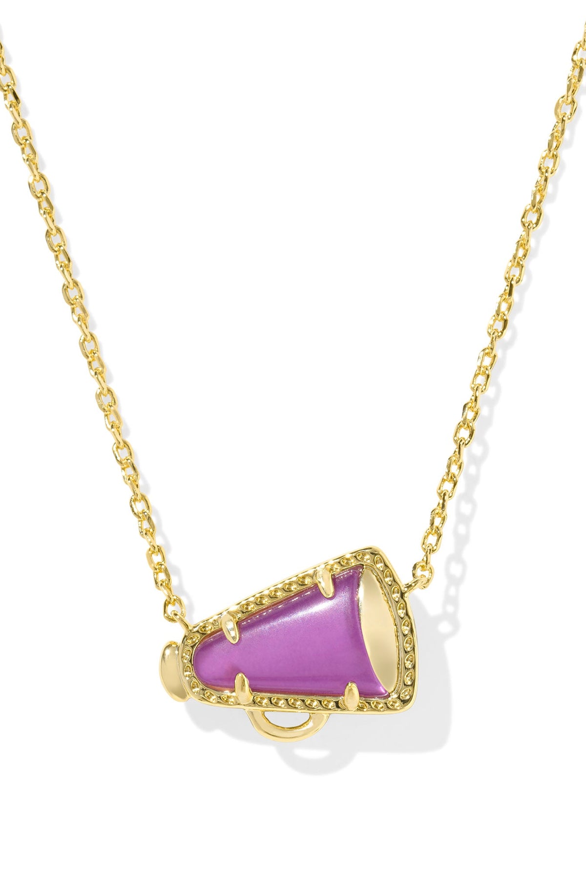 Kendra Scott CHEER SHORT PENDANT NECKLACE GOLD PURPLE MOTHER OF PEARL-Game Day-Dear Me Southern Boutique, located in DeRidder, Louisiana