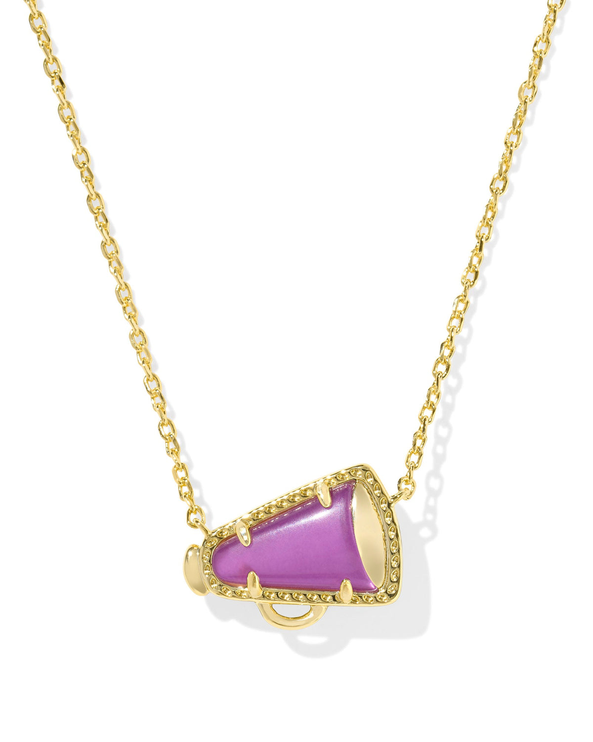 Kendra Scott CHEER SHORT PENDANT NECKLACE GOLD PURPLE MOTHER OF PEARL-Game Day-Dear Me Southern Boutique, located in DeRidder, Louisiana
