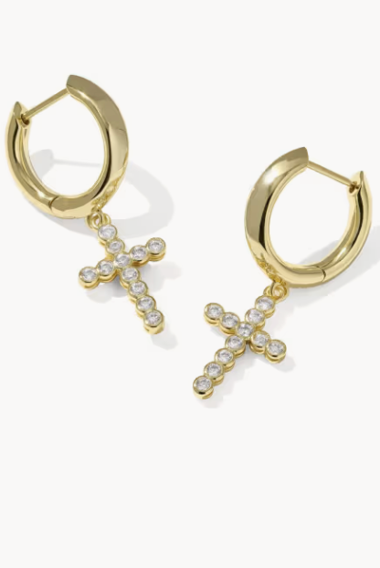 Kendra Scott Cross Huggies-Jewelry-Dear Me Southern Boutique, located in DeRidder, Louisiana