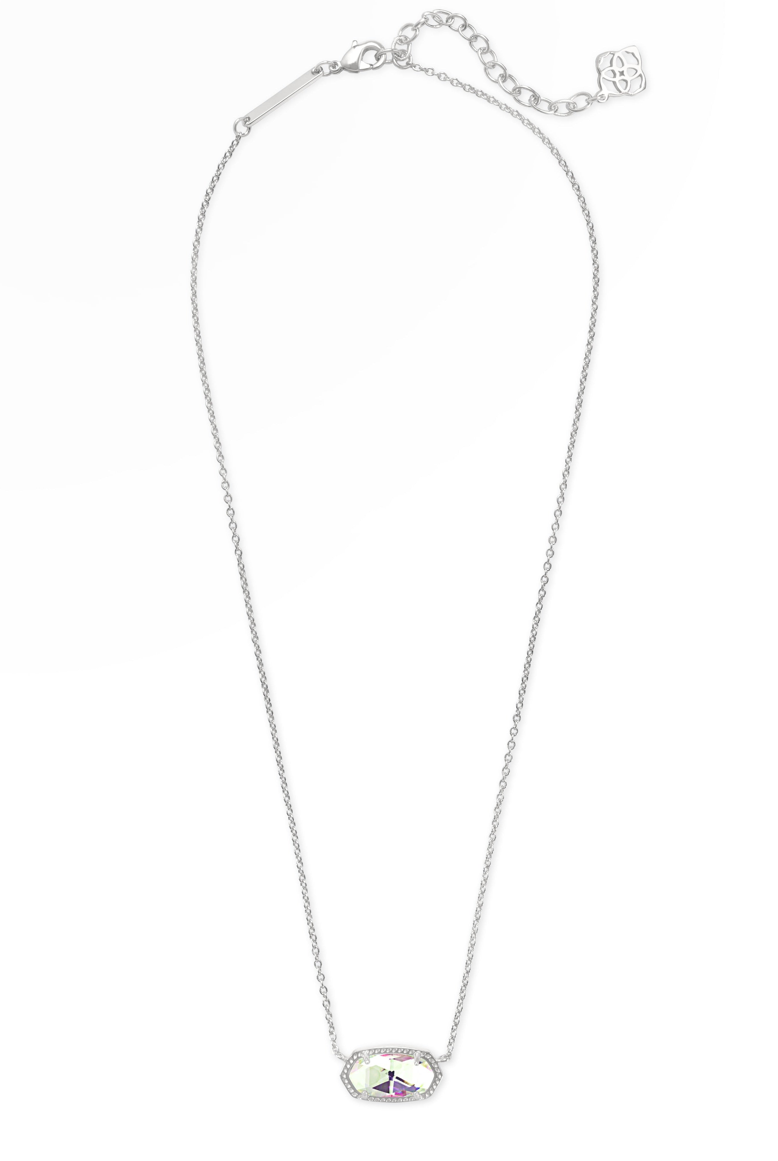 Kendra Scott ELISA SHORT PENDANT NECKLACE RHODIUM DICHROIC GLASS-Jewelry-Dear Me Southern Boutique, located in DeRidder, Louisiana