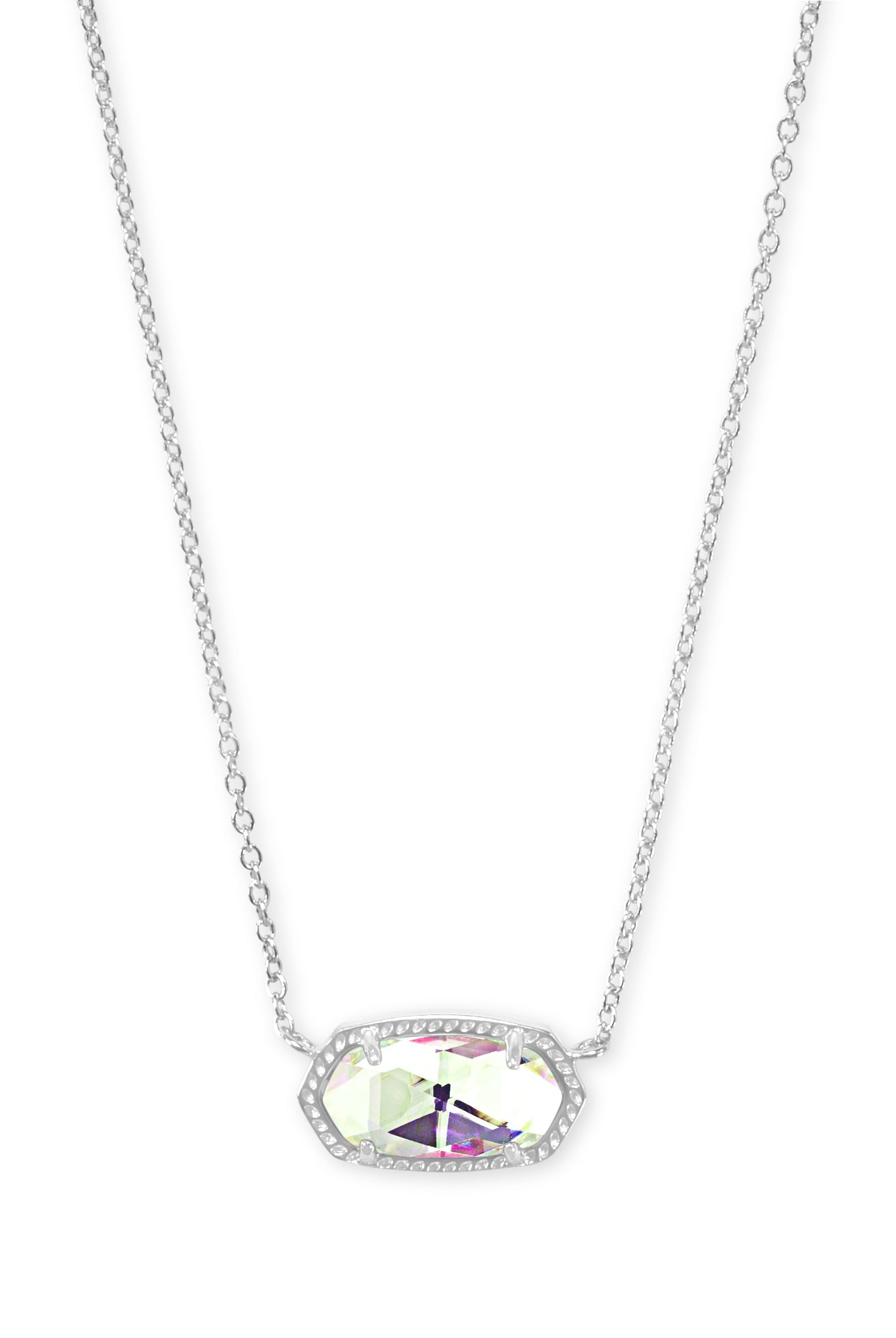 Kendra Scott ELISA SHORT PENDANT NECKLACE RHODIUM DICHROIC GLASS-Jewelry-Dear Me Southern Boutique, located in DeRidder, Louisiana
