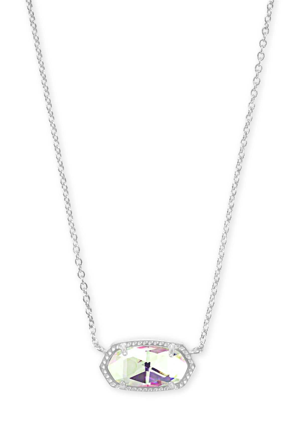 Kendra Scott ELISA SHORT PENDANT NECKLACE RHODIUM DICHROIC GLASS-Jewelry - Necklaces-Dear Me Southern Boutique, located in DeRidder, Louisiana