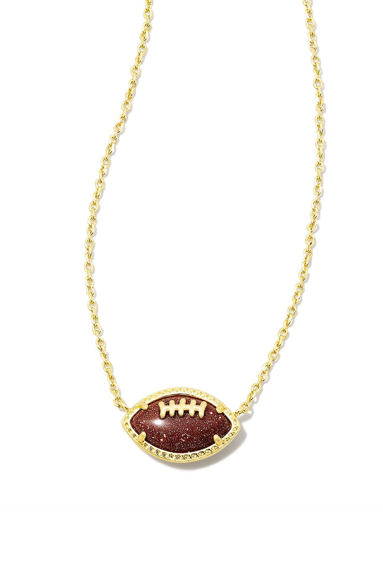 Kendra Scott FOOTBALL SHORT PENDANT NECKLACE ORANGE GOLDSTONE-Jewelry-Dear Me Southern Boutique, located in DeRidder, Louisiana