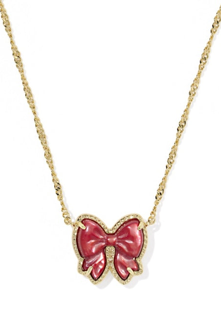 Kendra Scott Haley Scarlett Red Bow Necklace - Gold-Jewelry-Dear Me Southern Boutique, located in DeRidder, Louisiana