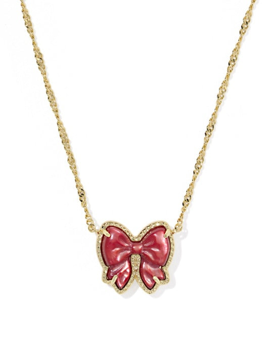 Kendra Scott Haley Scarlett Red Bow Necklace - Gold-Jewelry-Dear Me Southern Boutique, located in DeRidder, Louisiana