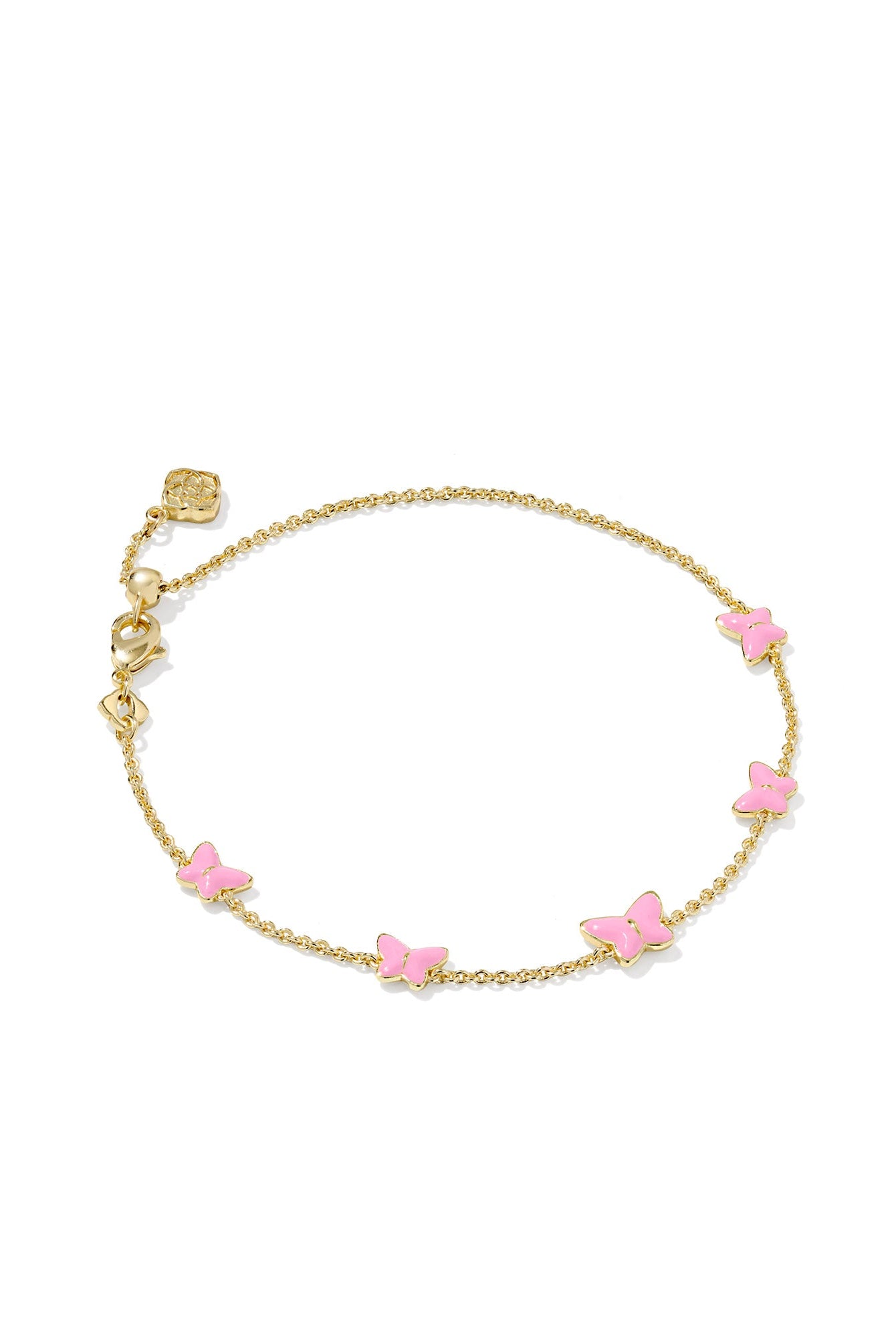 Kendra Scott Lillia Butterfly Enamel Delicate Bracelet Gold Pink Enamel-Jewelry-Dear Me Southern Boutique, located in DeRidder, Louisiana