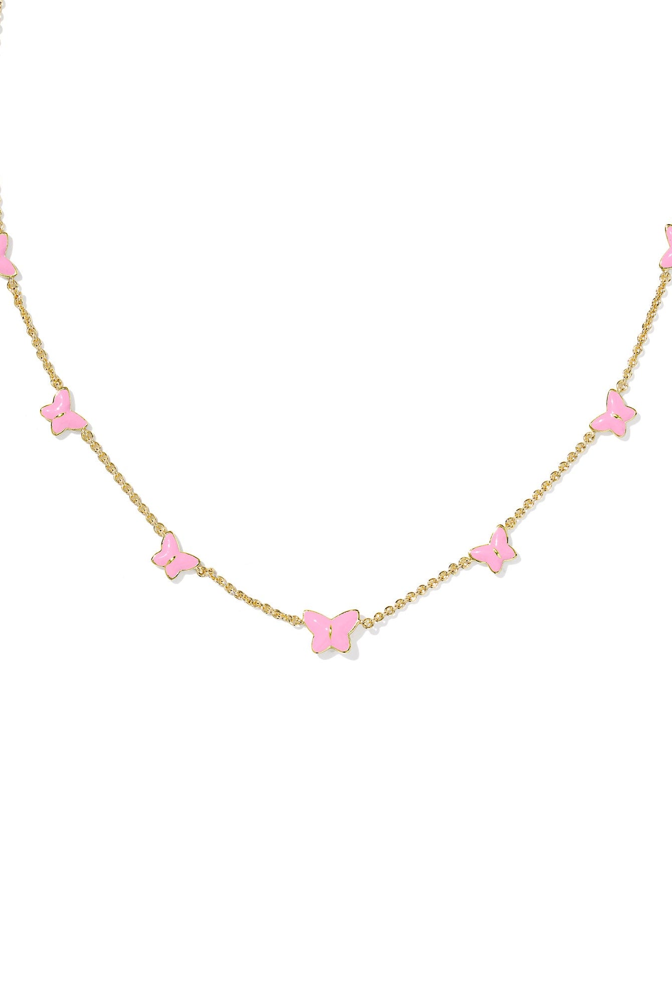 Kendra Scott Lillia Butterfly Enamel Strand Necklace Rhod Pink Enamel, Silver-Jewelry-Dear Me Southern Boutique, located in DeRidder, Louisiana