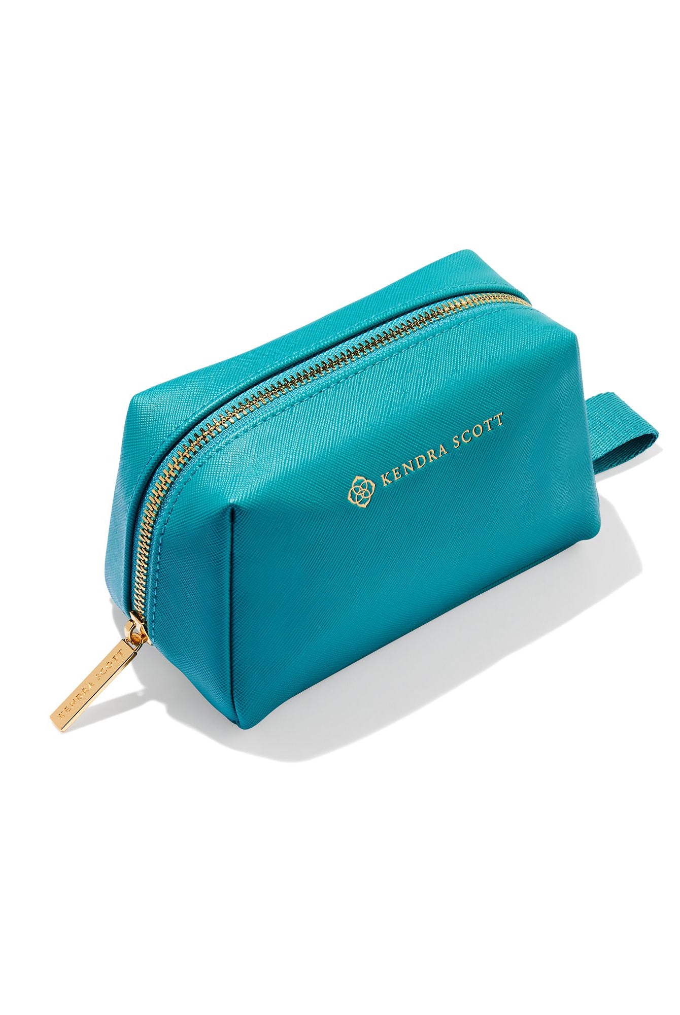Kendra Scott Small Cosmetic Zip Case in Dark Turquoise-Makeup Bags-Dear Me Southern Boutique, located in DeRidder, Louisiana