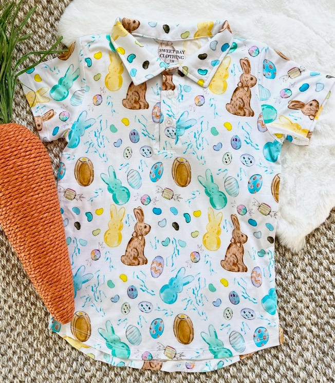 Kids Easter Candy Polo Shirt-Kids-Dear Me Southern Boutique, located in DeRidder, Louisiana