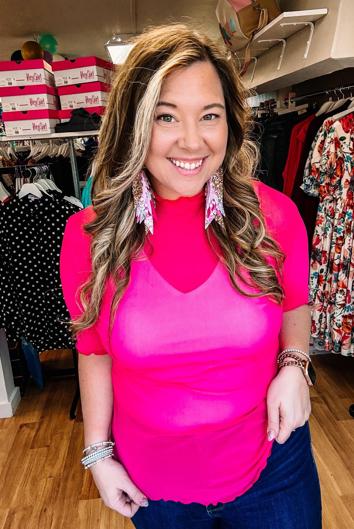 Kora Short Sleeve Mesh Top- Magenta-Dear Me Southern Boutique, located in DeRidder, Louisiana