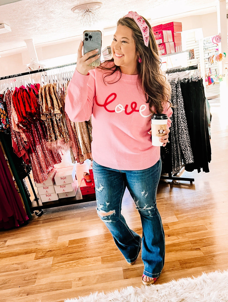 LOVE Is In The Air Sweater-Tops-Dear Me Southern Boutique, located in DeRidder, Louisiana