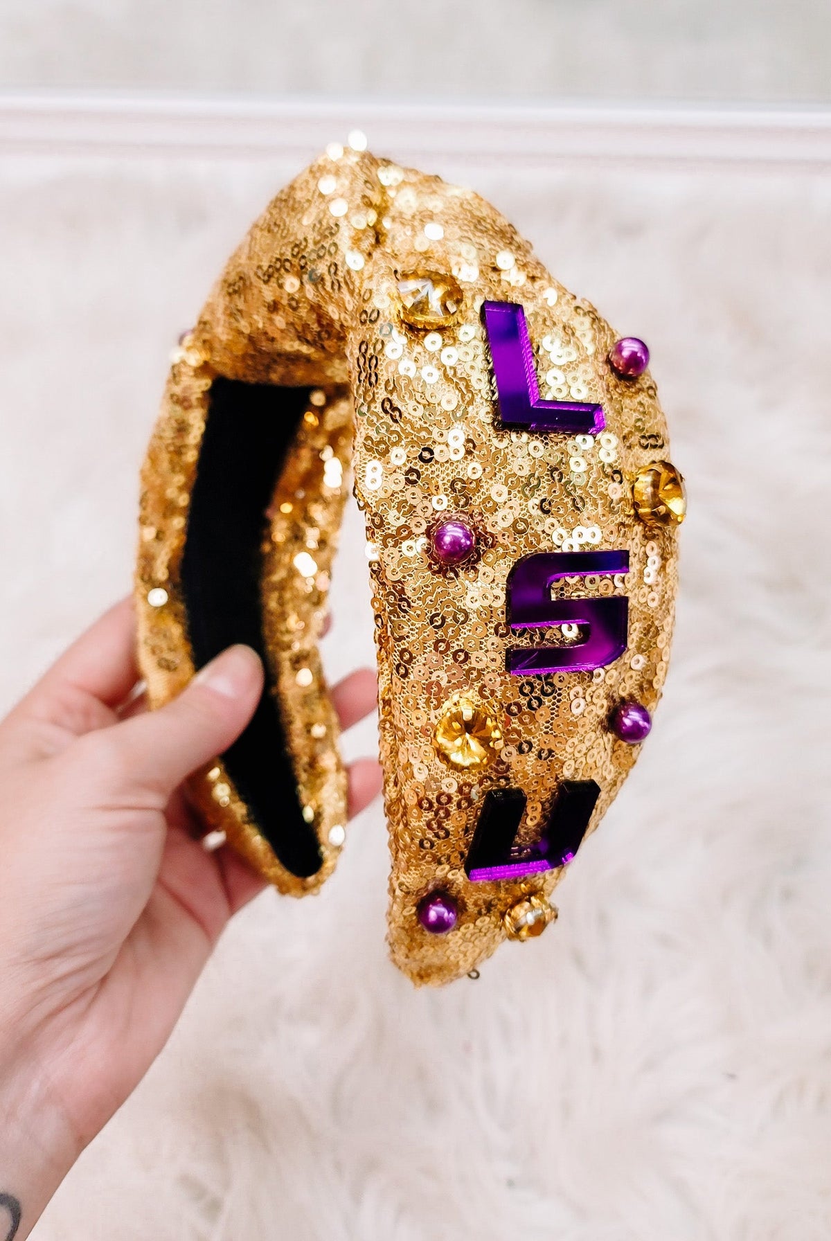 LSU Gold Headband-Game Day-Dear Me Southern Boutique, located in DeRidder, Louisiana