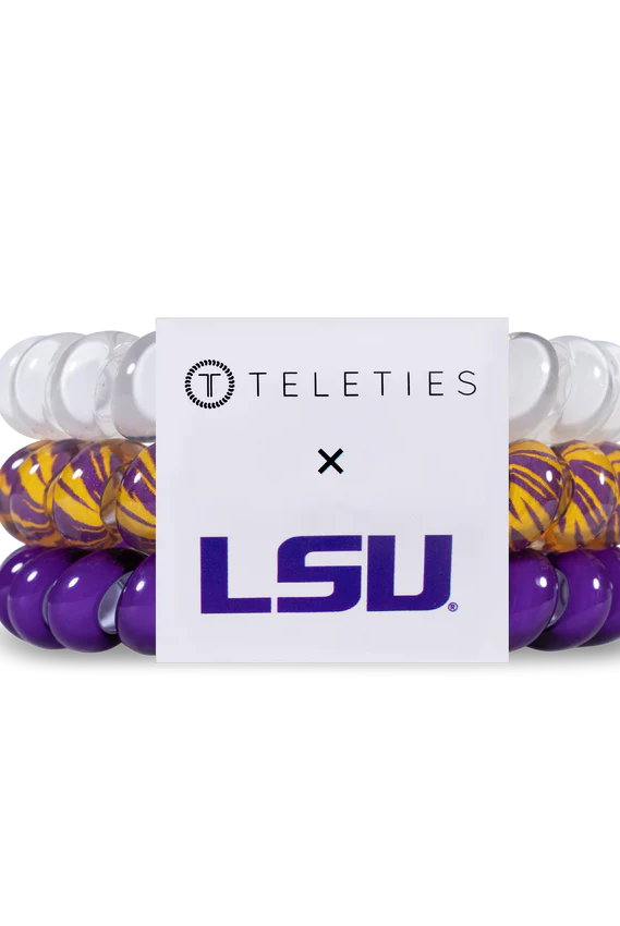 LSU Large Teleties-Large Hair Ties-Dear Me Southern Boutique, located in DeRidder, Louisiana