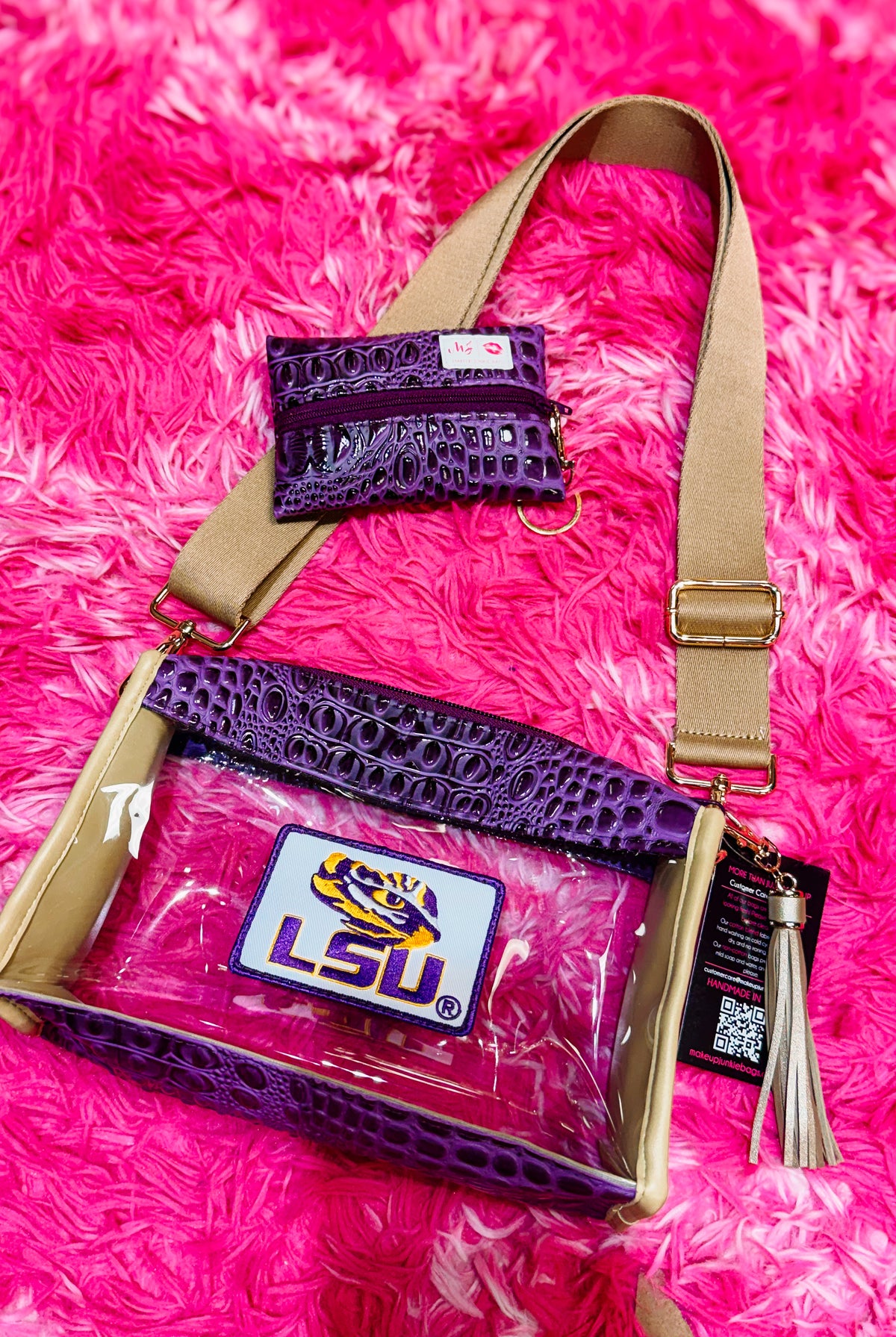 LSU Makeup Junkie Bag-Game Day-Dear Me Southern Boutique, located in DeRidder, Louisiana