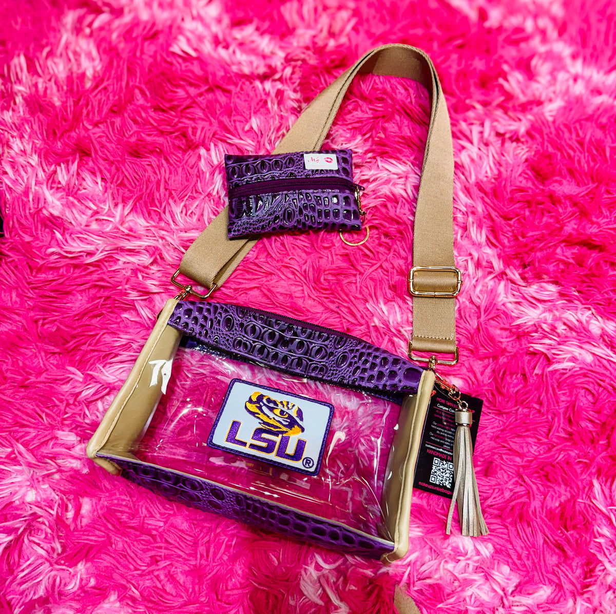 LSU Makeup Junkie Bag-Game Day-Dear Me Southern Boutique, located in DeRidder, Louisiana