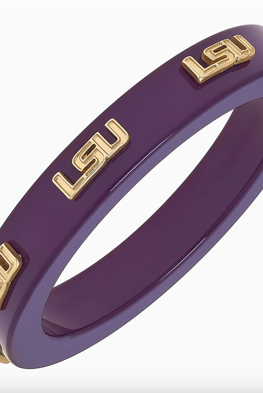 LSU Resin Logo Bangle-Bracelets-Dear Me Southern Boutique, located in DeRidder, Louisiana