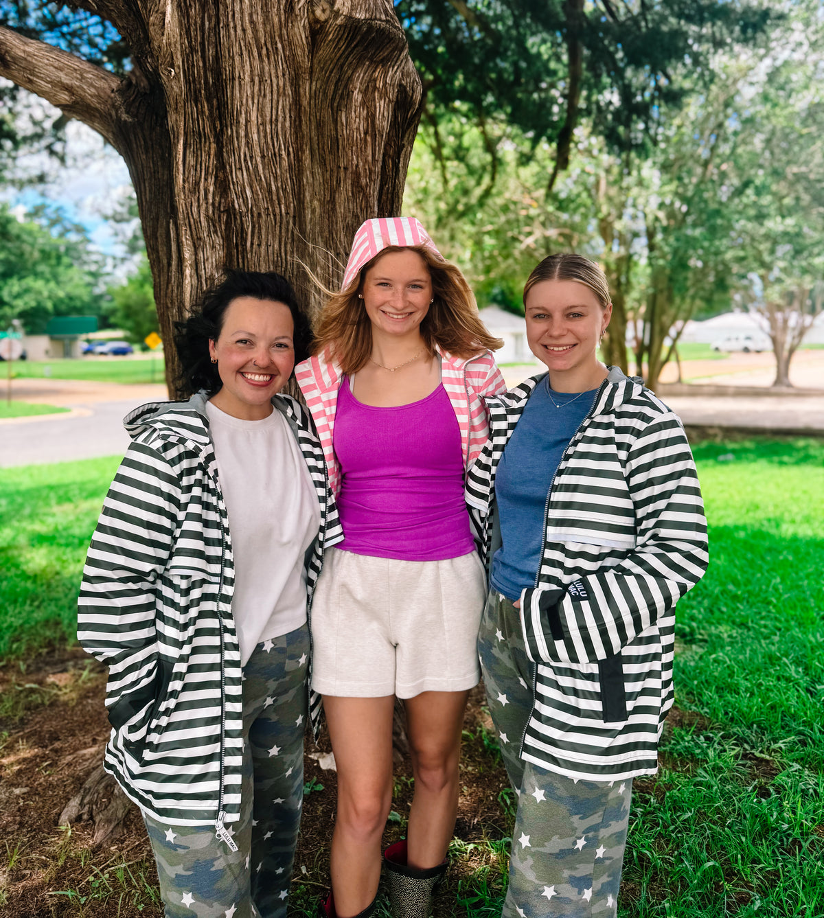 LULU MAC Stripe Me Lucky Rain Jacket-Pink/White-Outerwear/Jackets/Shackets-Dear Me Southern Boutique, located in DeRidder, Louisiana