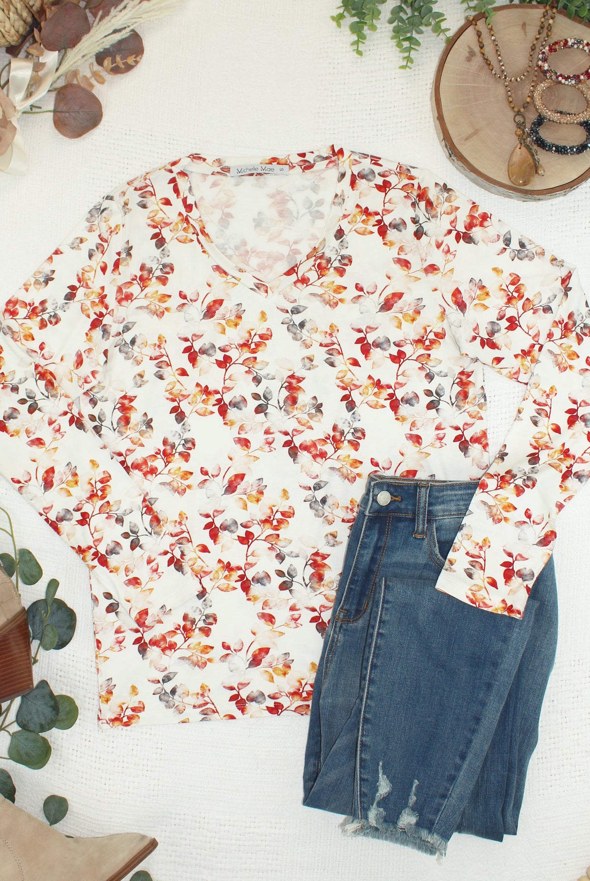 Larissa Long Sleeve - Autumn Watercolor-Tops-Dear Me Southern Boutique, located in DeRidder, Louisiana