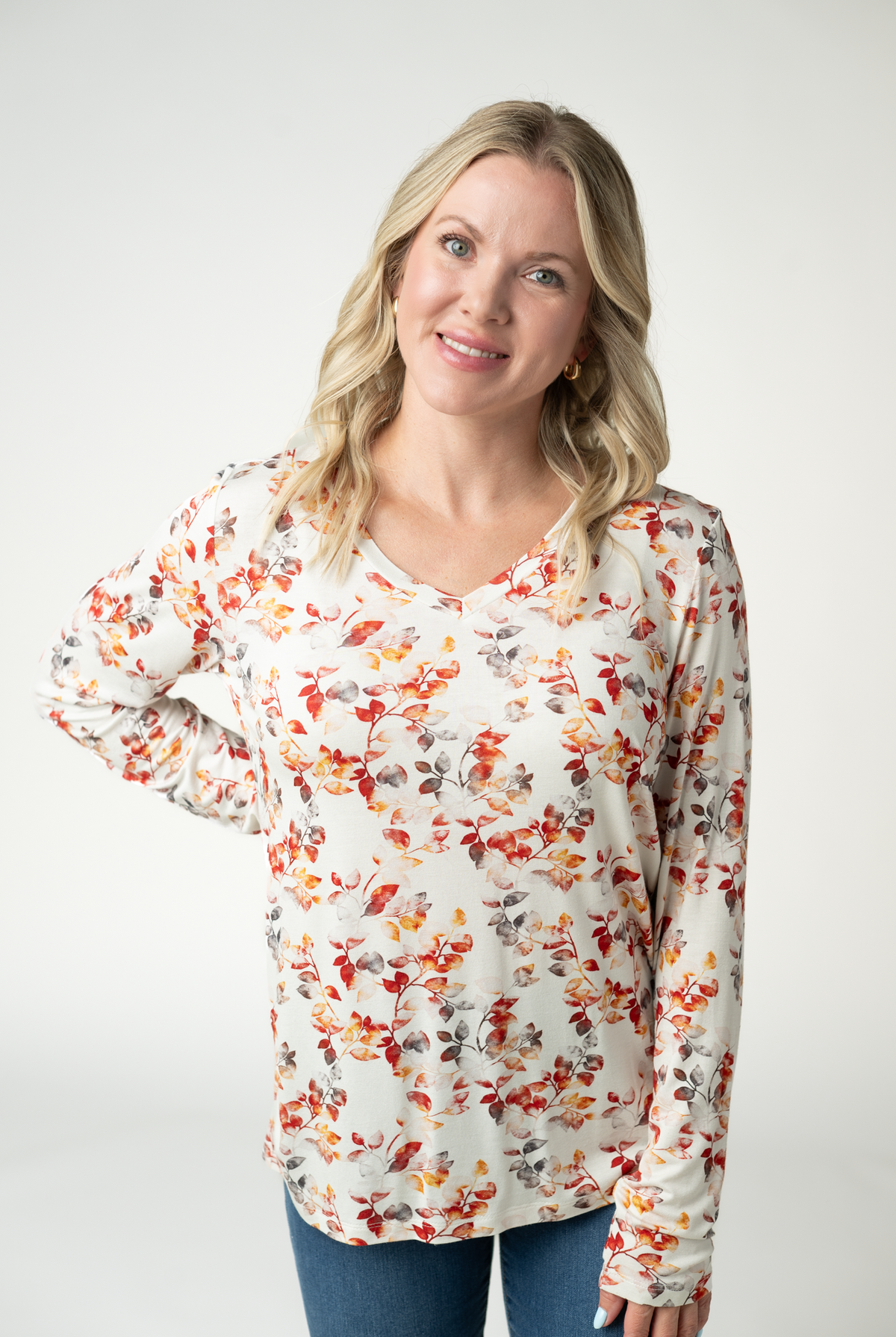 Larissa Long Sleeve - Autumn Watercolor-Tops-Dear Me Southern Boutique, located in DeRidder, Louisiana