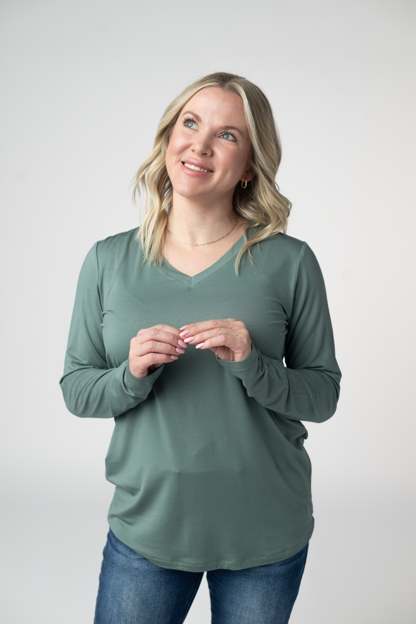 Larissa Long Sleeve - Dusty Jade-Tops-Dear Me Southern Boutique, located in DeRidder, Louisiana