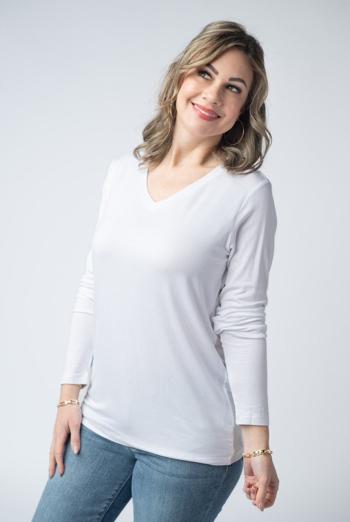 Larissa Long Sleeve - White-Tops-Dear Me Southern Boutique, located in DeRidder, Louisiana