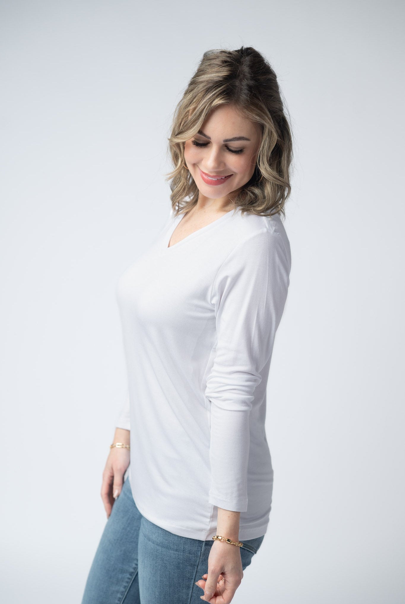 Larissa Long Sleeve - White-Tops-Dear Me Southern Boutique, located in DeRidder, Louisiana