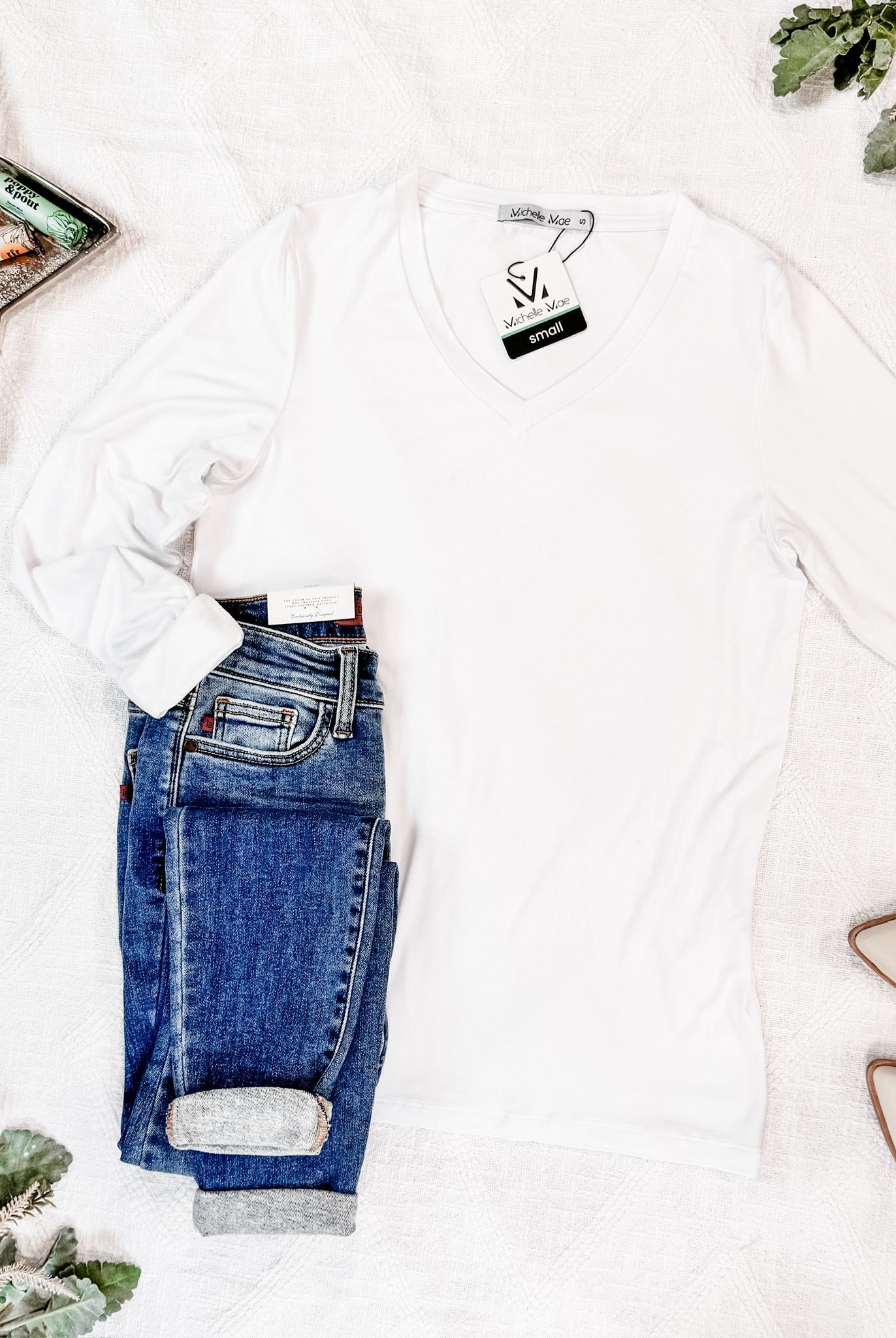Larissa Long Sleeve - White-Tops-Dear Me Southern Boutique, located in DeRidder, Louisiana