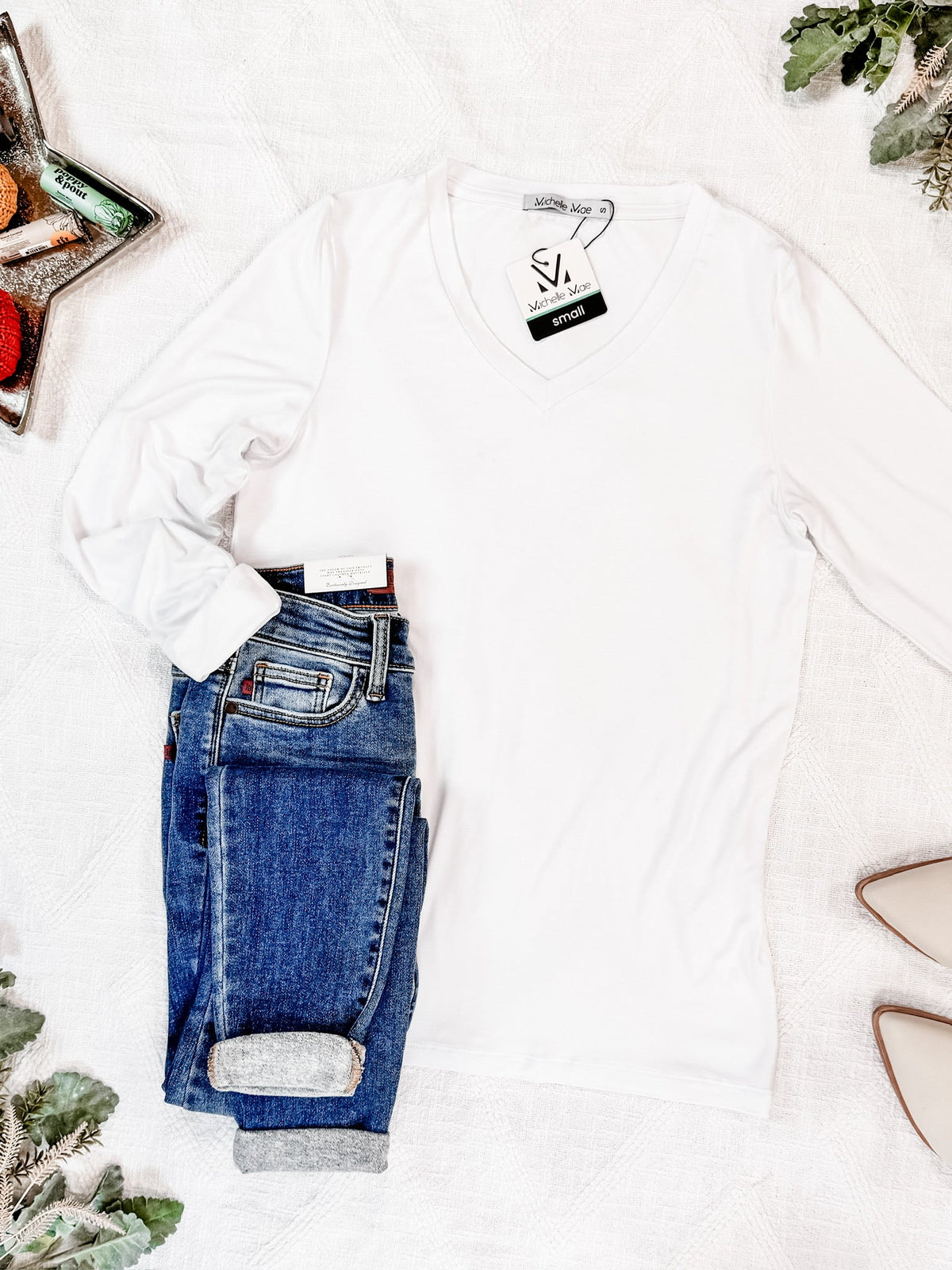 Larissa Long Sleeve - White-Tops-Dear Me Southern Boutique, located in DeRidder, Louisiana