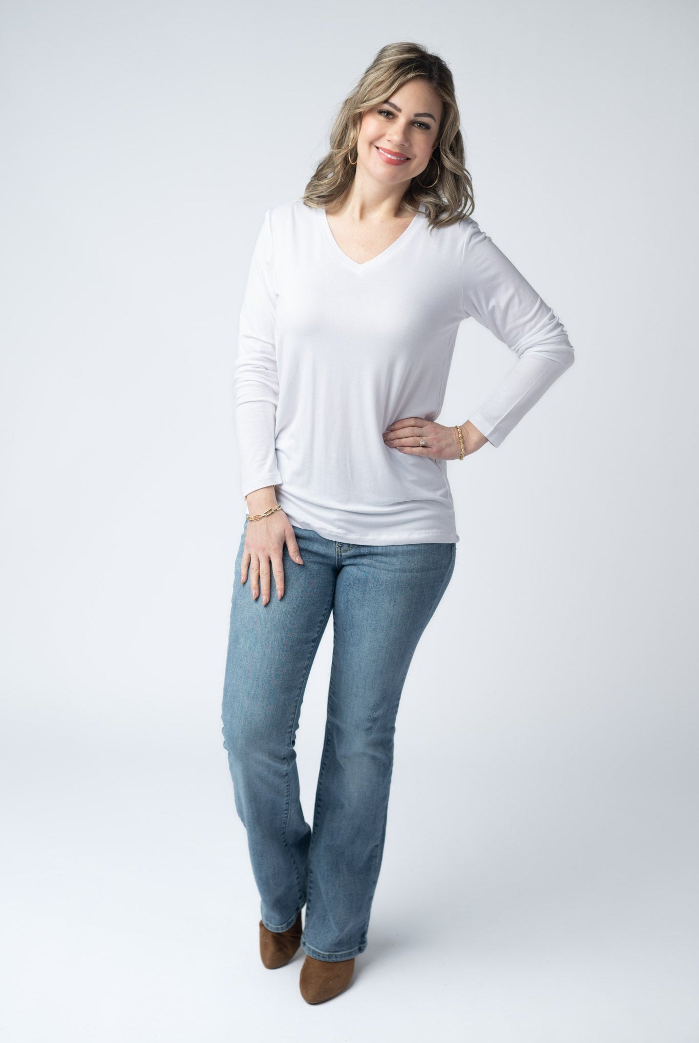 Larissa Long Sleeve - White-Tops-Dear Me Southern Boutique, located in DeRidder, Louisiana