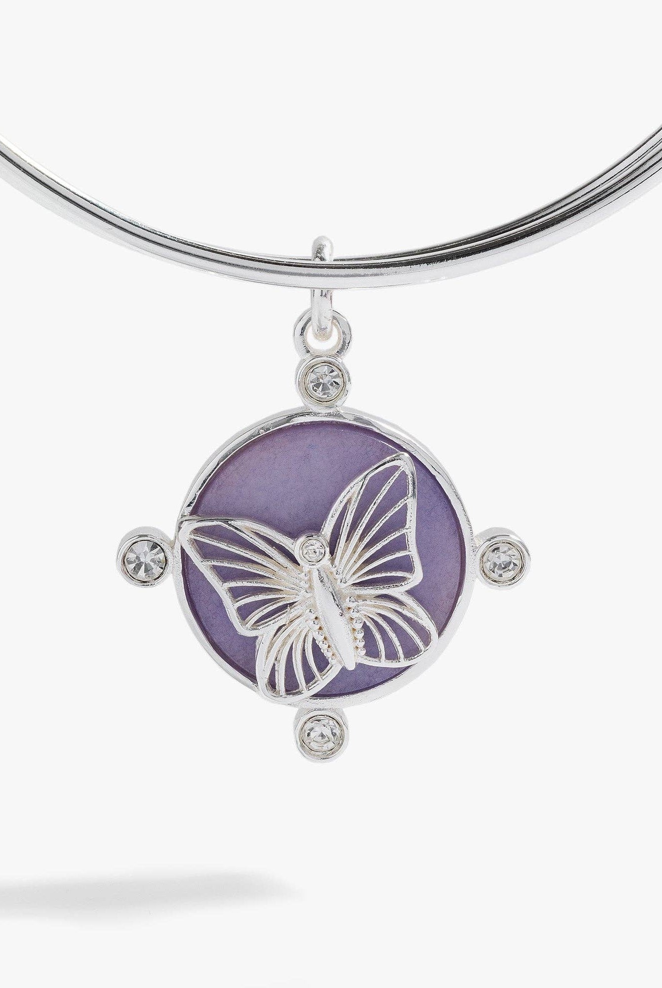 Lavender Butterfly Charm Bangle-Bracelets-Dear Me Southern Boutique, located in DeRidder, Louisiana