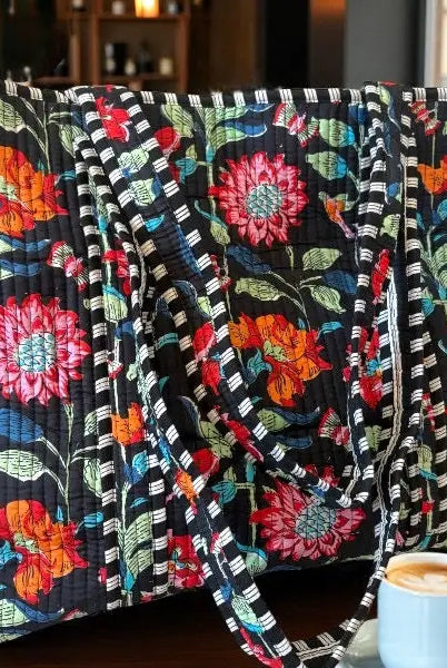 Lennox Black Floral Tote Bag-Tote Bags-Dear Me Southern Boutique, located in DeRidder, Louisiana