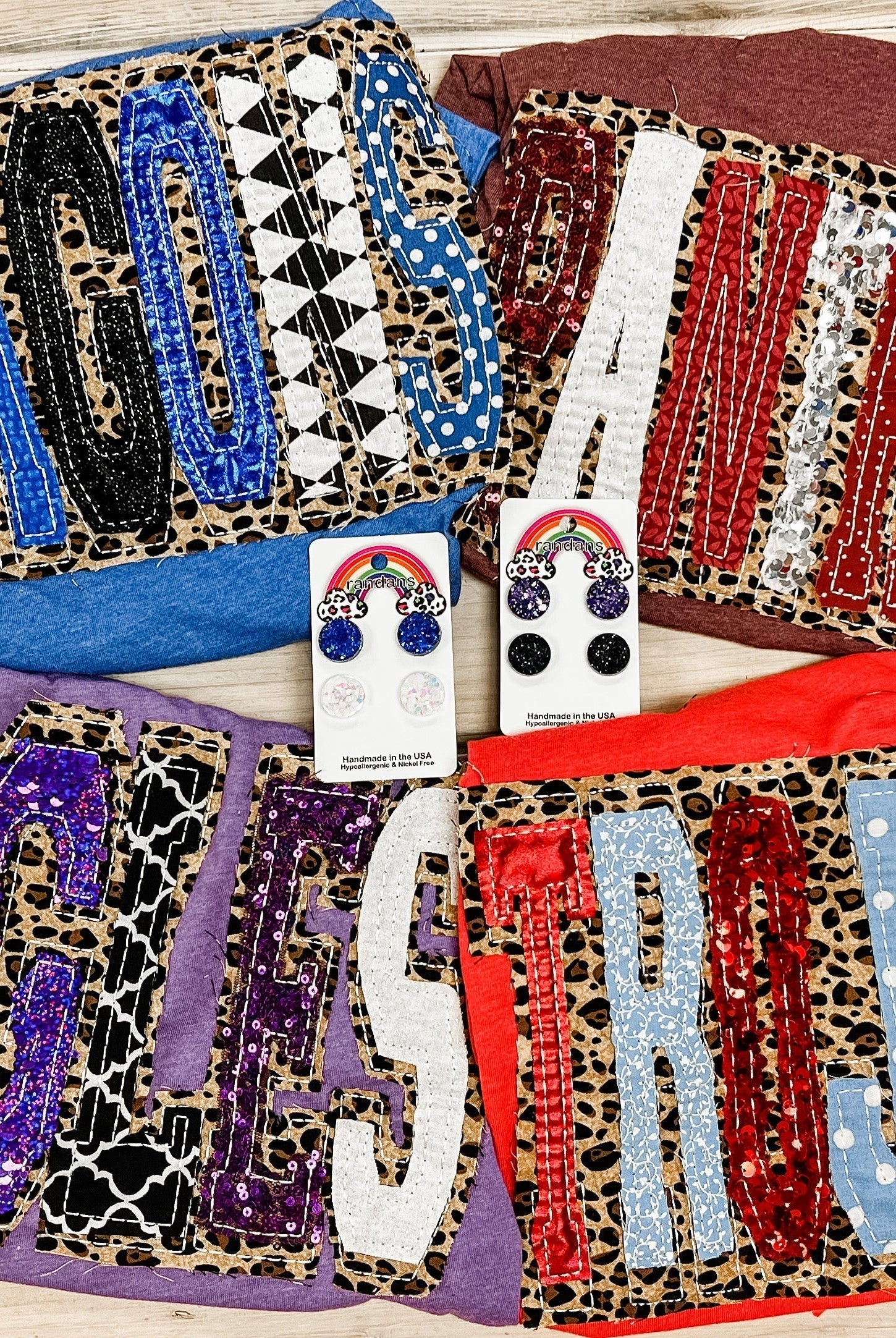 Leopard & Sequin Trojans Spirit Tee-Graphic Tops-Dear Me Southern Boutique, located in DeRidder, Louisiana