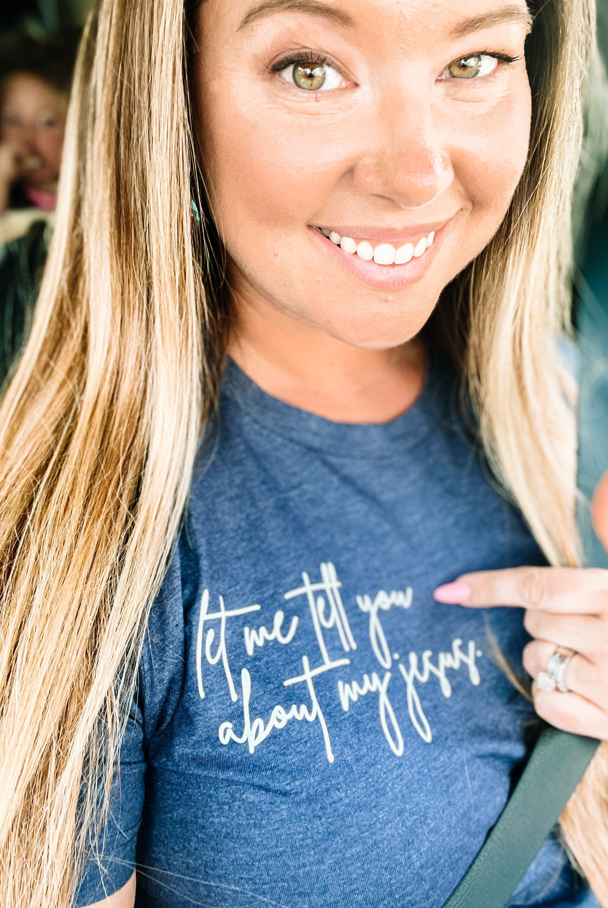 Let Me Tell You About My Jesus tee-Graphic Tops-Dear Me Southern Boutique, located in DeRidder, Louisiana