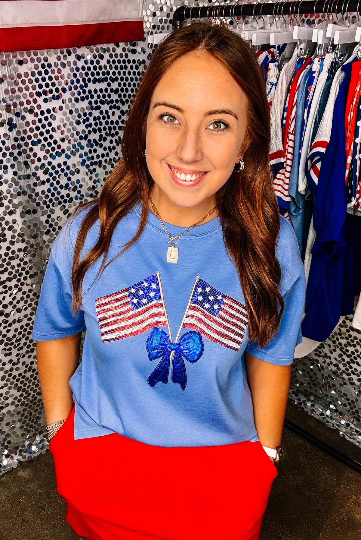 Liberty Bow Flags Luxe Top-Tops-Dear Me Southern Boutique, located in DeRidder, Louisiana