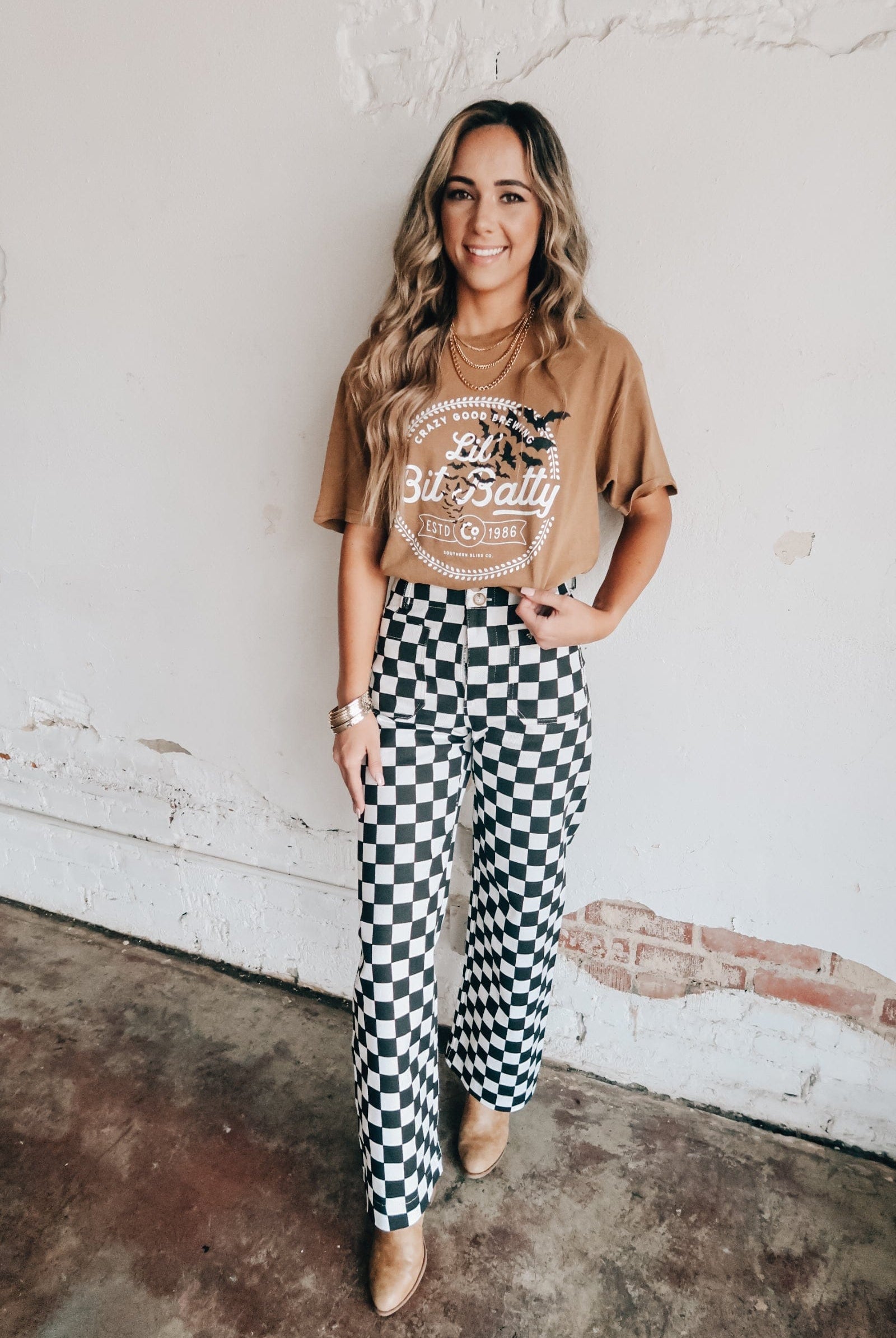 Lil Bit Batty Camel Tee-Dear Me Southern Boutique, located in DeRidder, Louisiana