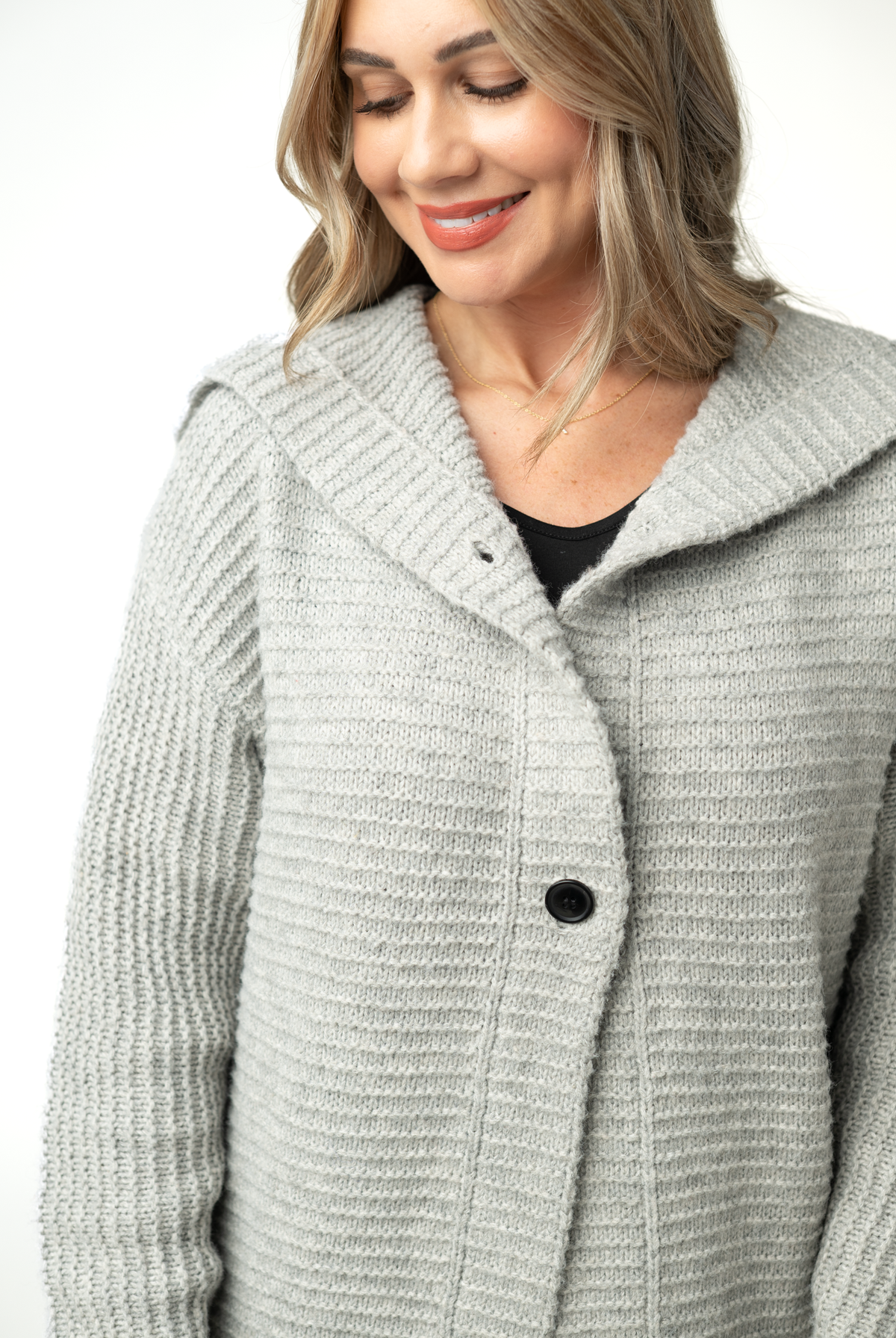 Lillian Long Hooded Cardigan - Grey-Cardigan-Dear Me Southern Boutique, located in DeRidder, Louisiana