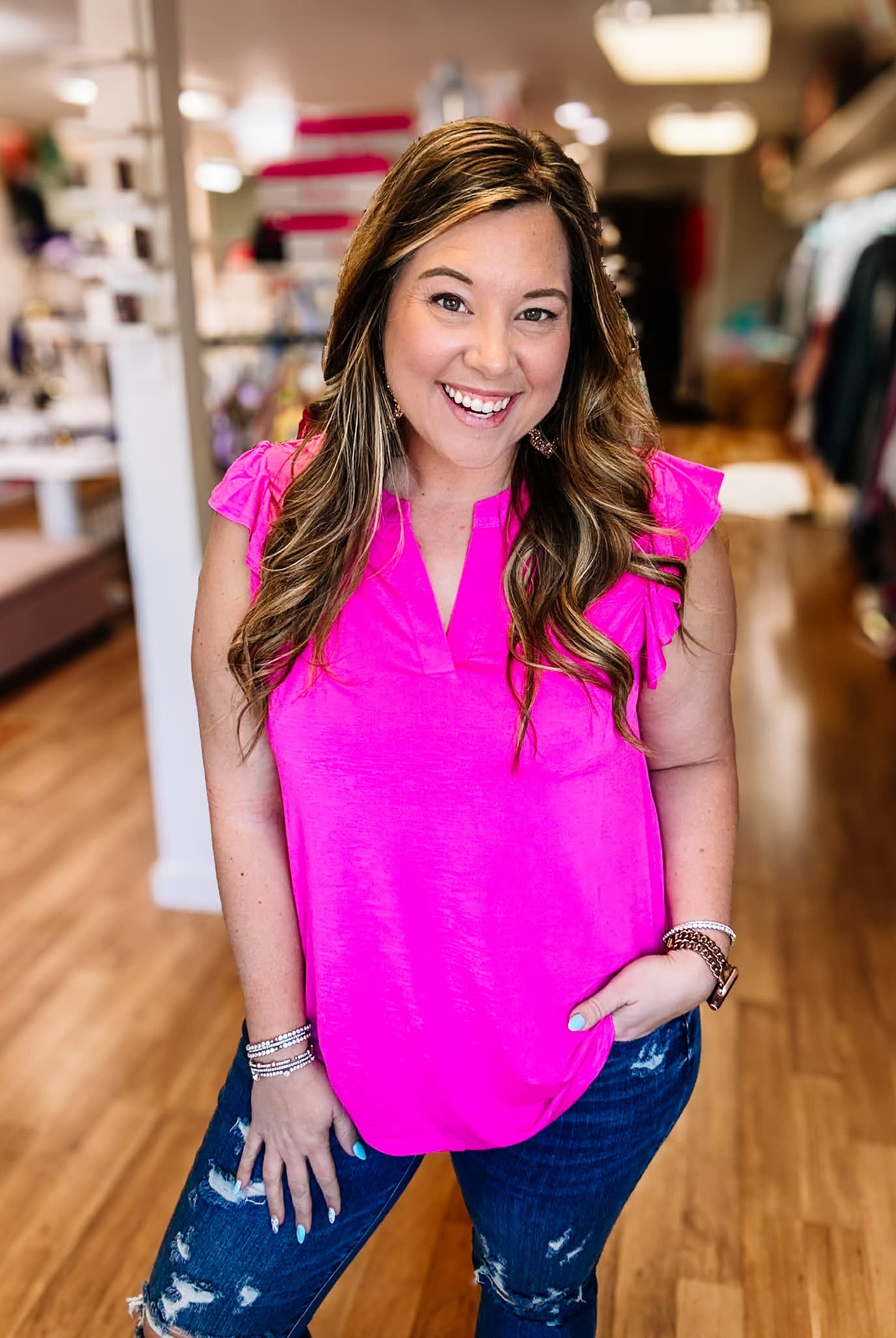 Lizzy Top- Pink-Blouses-Dear Me Southern Boutique, located in DeRidder, Louisiana