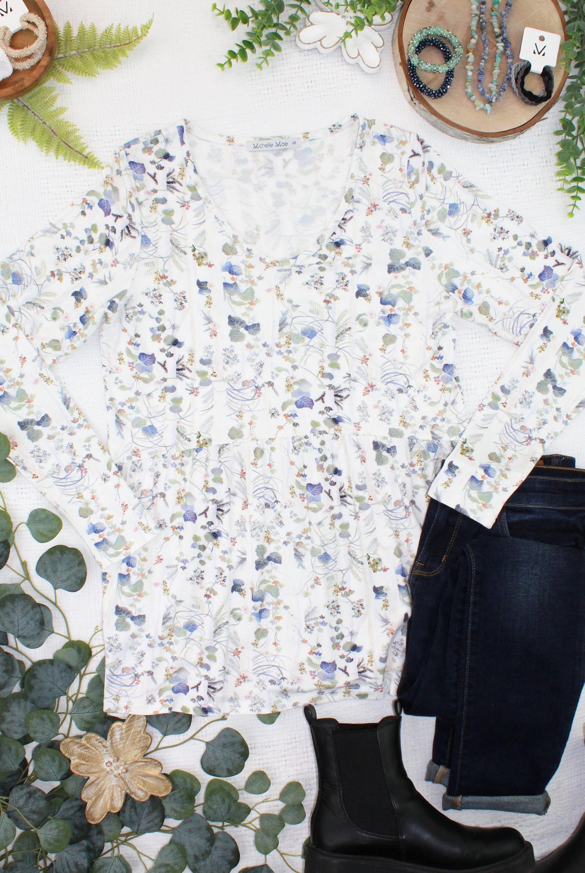 Long Sleeve Sarah Ruffle Top - Olive Meadow-Tops-Dear Me Southern Boutique, located in DeRidder, Louisiana
